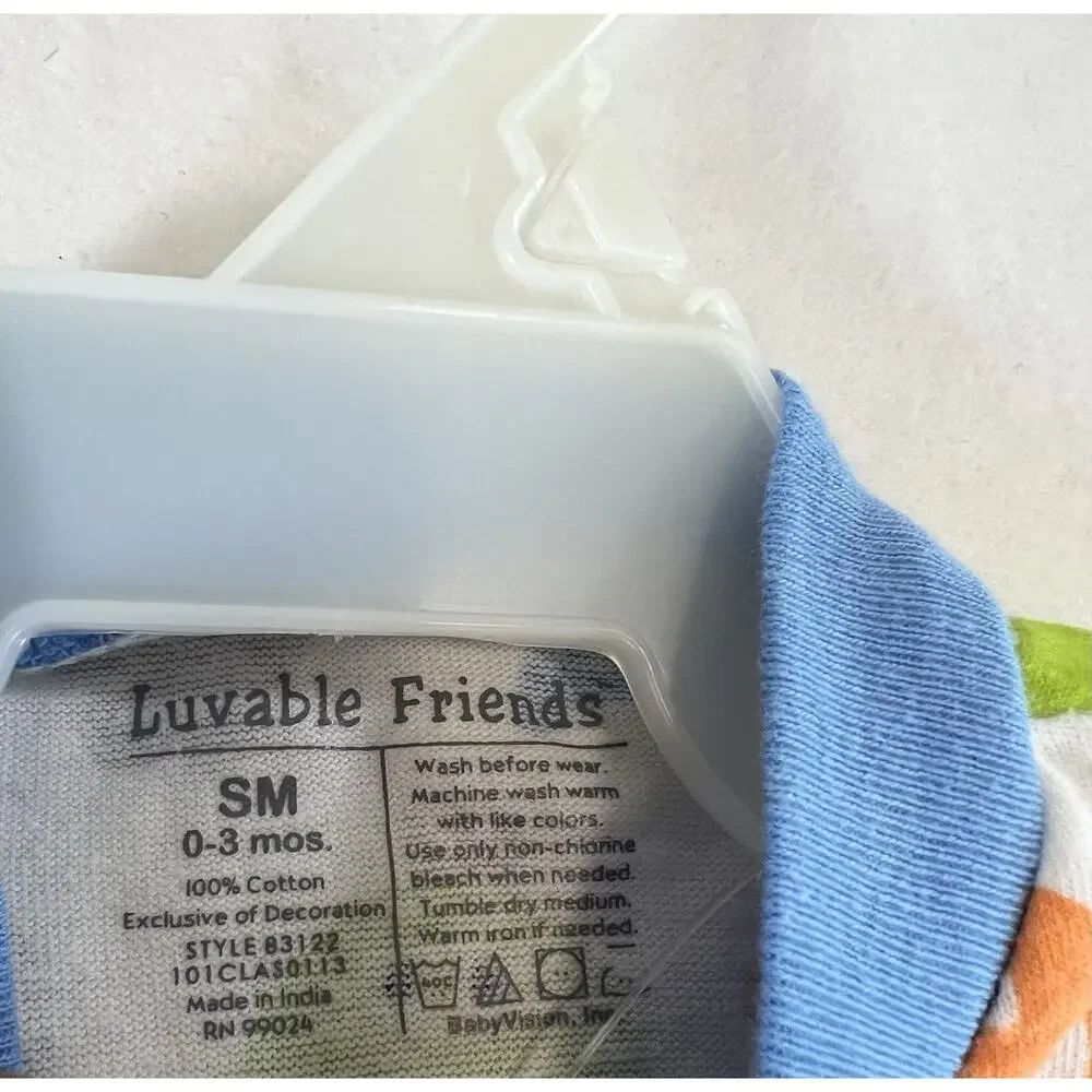 Luvable Friends 0-3 Months 100% Cotton Footed Sleeper Monster Print Snap